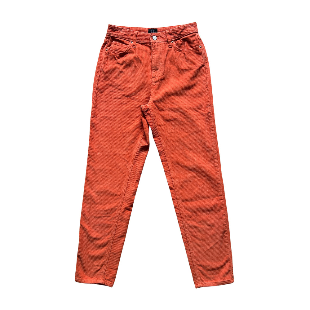 BDG Urban Outfitters Mom High Rise Corduroy Pants 26 Orange Fall Indie Sleaze
